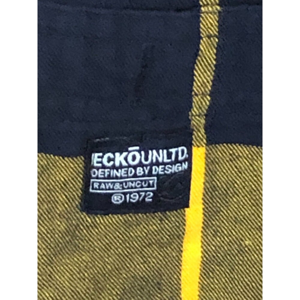 Ecko United Button Down Shirt Mens Yellow And Blue XL - Picture 4 of 6